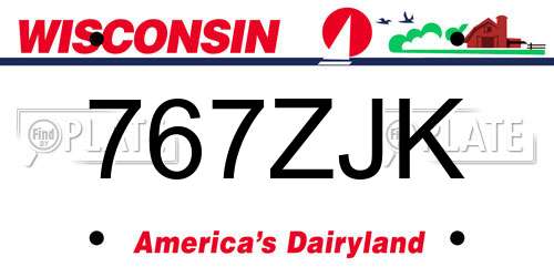 767ZJK Wisconsin License Plate
