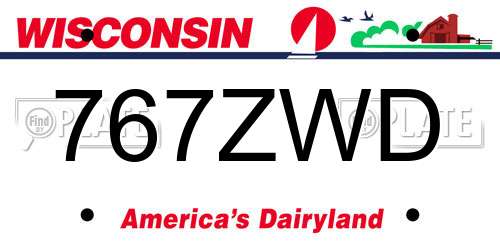 767ZWD Wisconsin License Plate