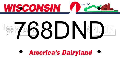 768DND Wisconsin License Plate