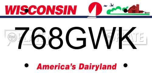 768GWK Wisconsin License Plate