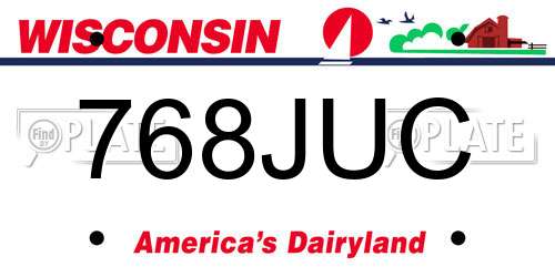 768JUC Wisconsin License Plate
