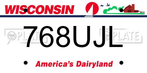 768UJL Wisconsin License Plate