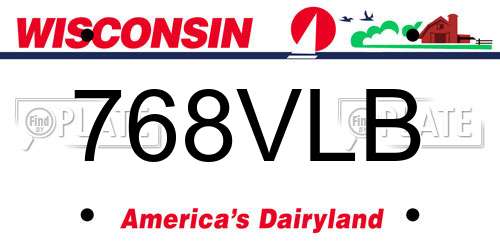 768VLB Wisconsin License Plate