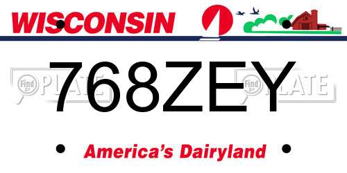 768ZEY Wisconsin License Plate
