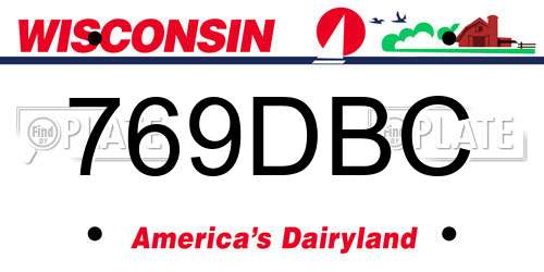 769DBC Wisconsin License Plate