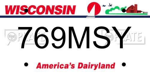 769MSY Wisconsin License Plate