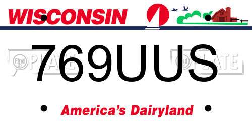 769UUS Wisconsin License Plate