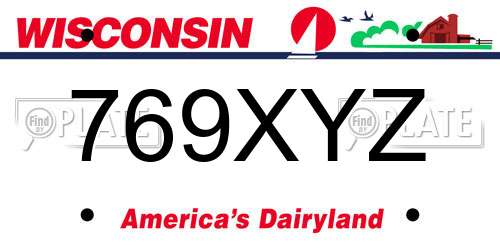 769XYZ Wisconsin License Plate