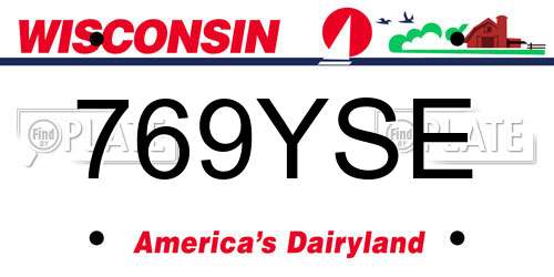 769YSE Wisconsin License Plate
