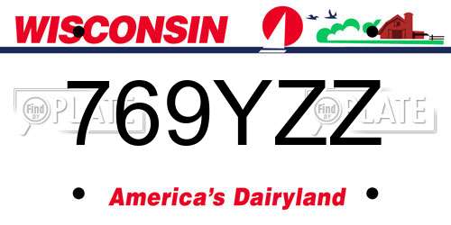 769YZZ Wisconsin License Plate