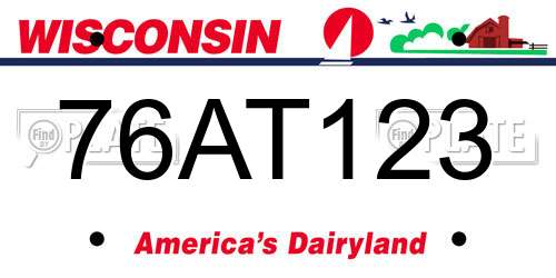 76AT123 Wisconsin License Plate