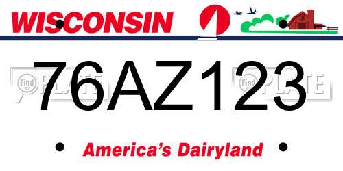 76AZ123 Wisconsin License Plate