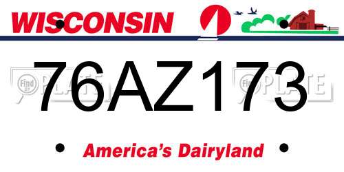 76AZ173 Wisconsin License Plate
