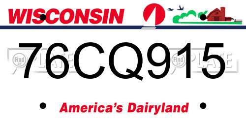 76CQ915 Wisconsin License Plate