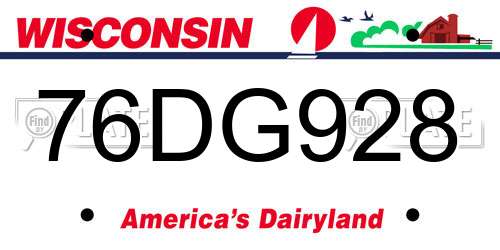 76DG928 Wisconsin License Plate