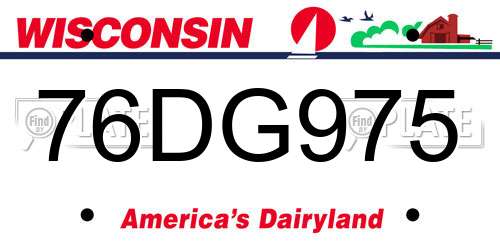 76DG975 Wisconsin License Plate