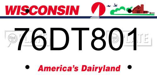 76DT801 Wisconsin License Plate
