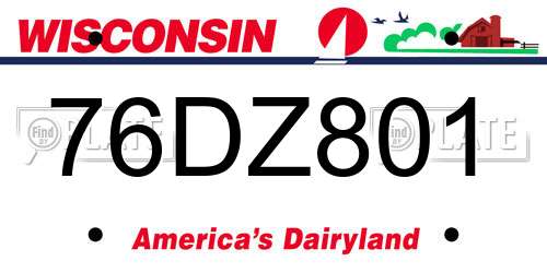 76DZ801 Wisconsin License Plate