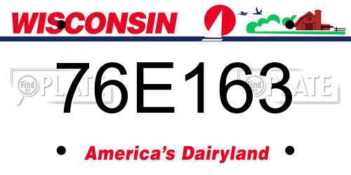 76E163 Wisconsin License Plate