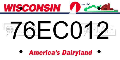 76EC012 Wisconsin License Plate