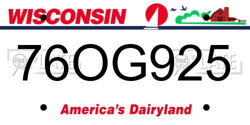 76OG925 Wisconsin License Plate