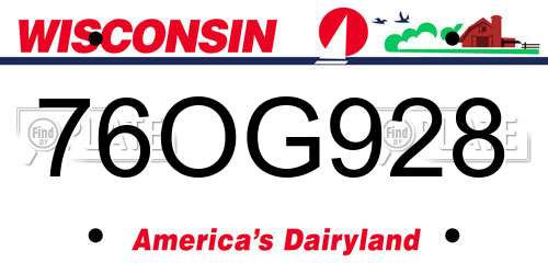 76OG928 Wisconsin License Plate