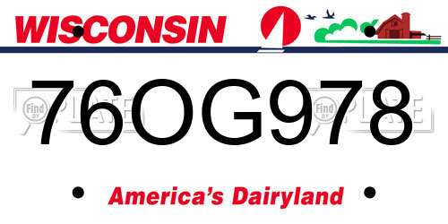 76OG978 Wisconsin License Plate