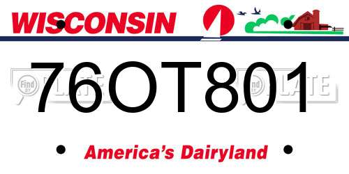 76OT801 Wisconsin License Plate