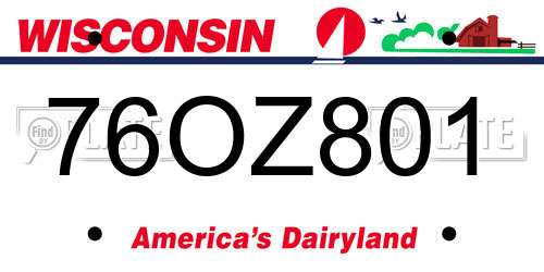76OZ801 Wisconsin License Plate