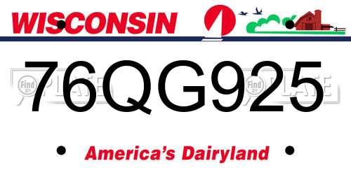 76QG925 Wisconsin License Plate