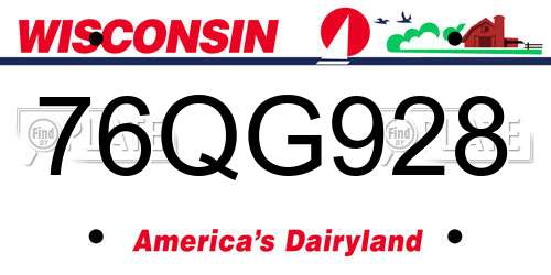 76QG928 Wisconsin License Plate