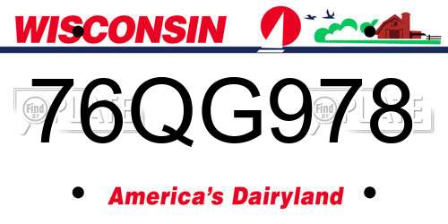 76QG978 Wisconsin License Plate