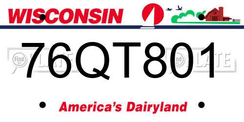 76QT801 Wisconsin License Plate