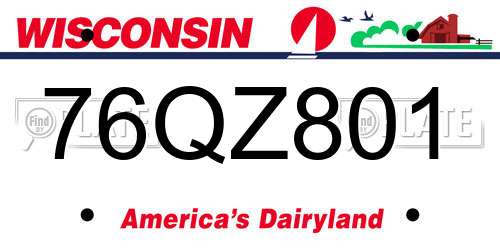 76QZ801 Wisconsin License Plate