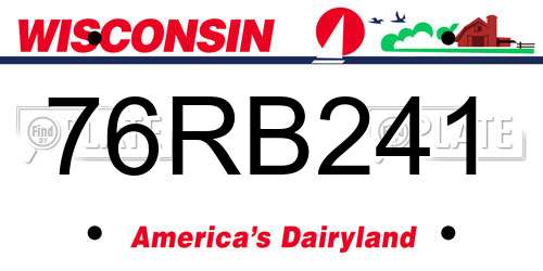 76RB241 Wisconsin License Plate
