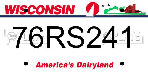 76RS241 Wisconsin License Plate