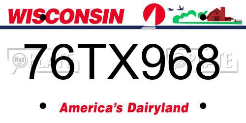76TX968 Wisconsin License Plate