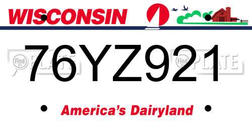 76YZ921 Wisconsin License Plate
