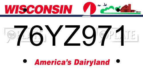 76YZ971 Wisconsin License Plate