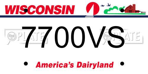 7700VS Wisconsin License Plate
