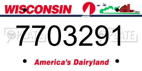 7703291 Wisconsin License Plate