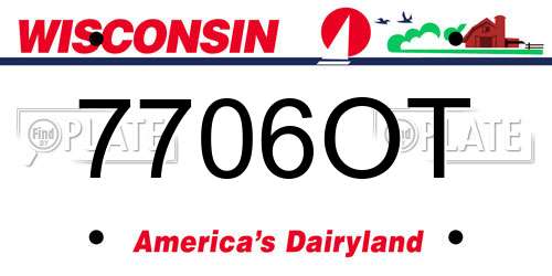 7706OT Wisconsin License Plate