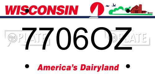 7706OZ Wisconsin License Plate