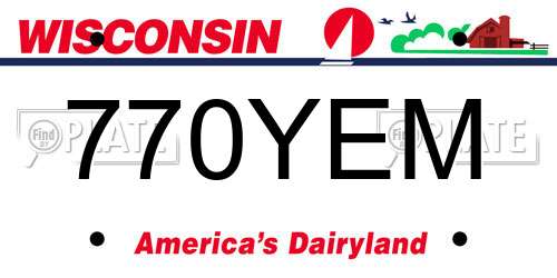 770YEM Wisconsin License Plate