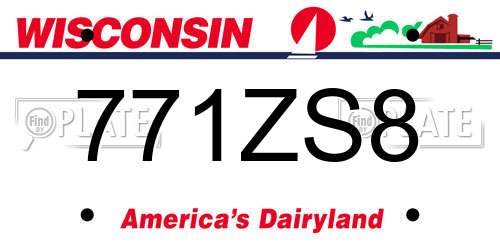 771ZS8 Wisconsin License Plate