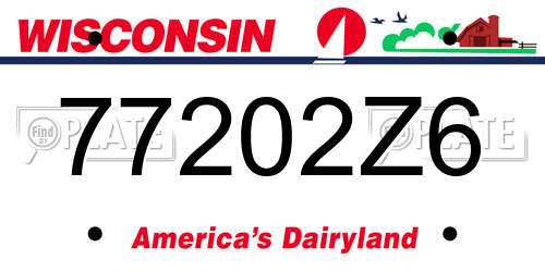 77202Z6 Wisconsin License Plate