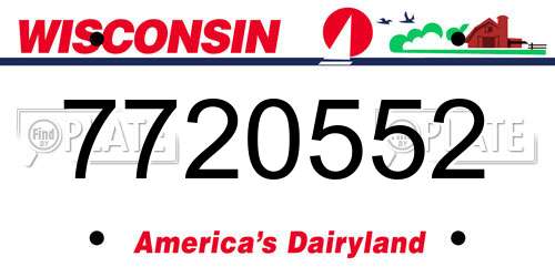 7720552 Wisconsin License Plate