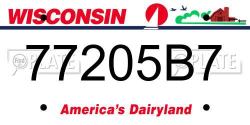 77205B7 Wisconsin License Plate