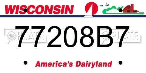 77208B7 Wisconsin License Plate