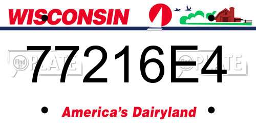 77216E4 Wisconsin License Plate